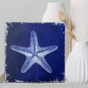 Azulejo De Cerâmica costa chic Beach — peixe-estrela azul-marinho