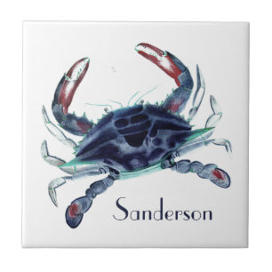 Azulejo De Cerâmica costeira náutica do caranguejo azul marinho