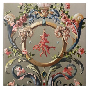 AZULEJO DE CERÂMICA  COSTELOS, CORAIS, GOLFINHOS, CORPOS FLORAIS ANTICO