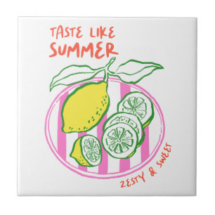 Azulejo De Cerâmica Cota de Verão com Lemon desenhada