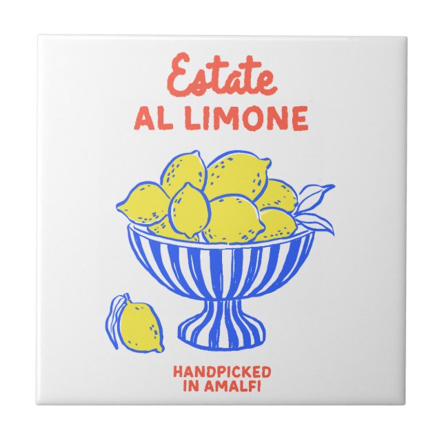 Azulejo De Cerâmica Cota de Verão com Lemon desenhada (Frente)