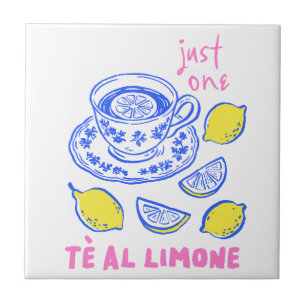 Azulejo De Cerâmica Cota de Verão com Lemon desenhada