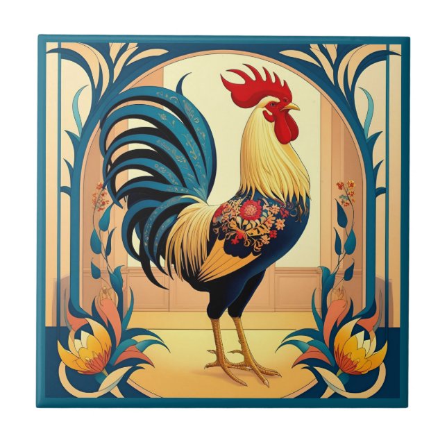 Azulejo De Cerâmica Country Manor Rooster (Frente)