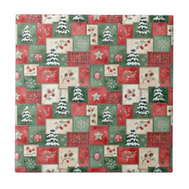 Azulejo De Cerâmica Country patchwork christmas pattern