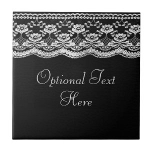 Azulejo De Cerâmica Couro e renda Pretos e Brancos