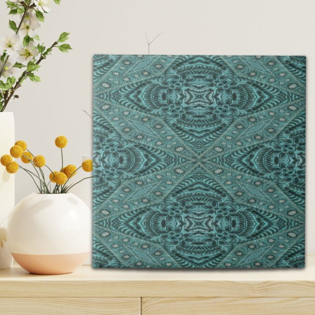 Azulejo De Cerâmica Couve-de-vaqueiro-de-vaqueiro (Western Country Cowboy Teal Turquoise Leather Ceramic Tile)