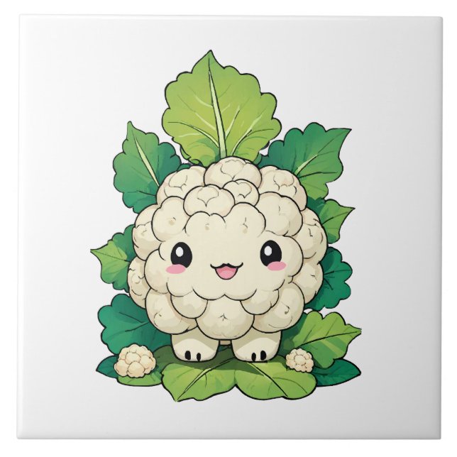 Azulejo De Cerâmica Couve-flor Kawaii (Frente)
