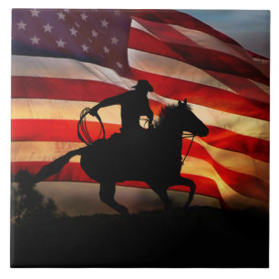 Azulejo De Cerâmica Cowboy Americano País do Cavalo Ocidental