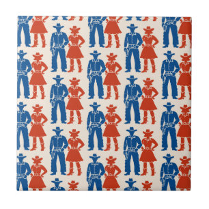 Azulejo De Cerâmica Cowboy & Cowgirl Americana