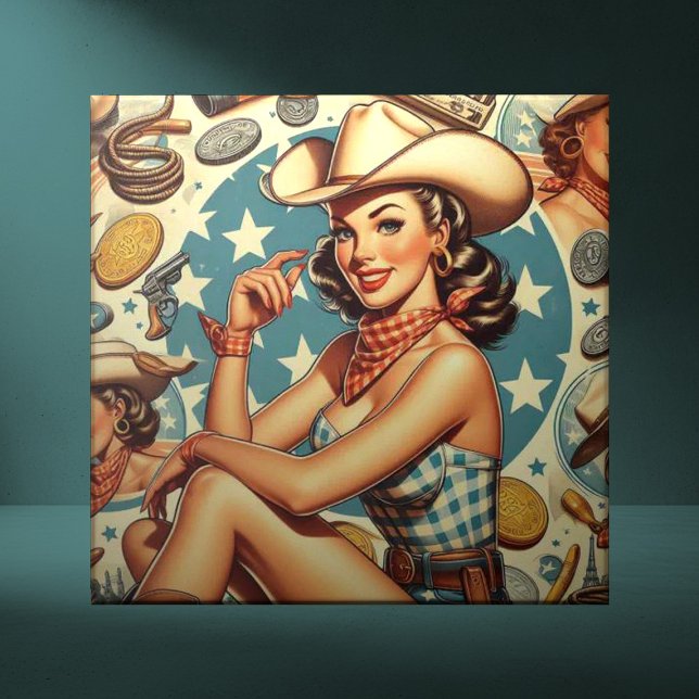 Azulejo De Cerâmica Cowgirl da linhagem (Criador carregado)