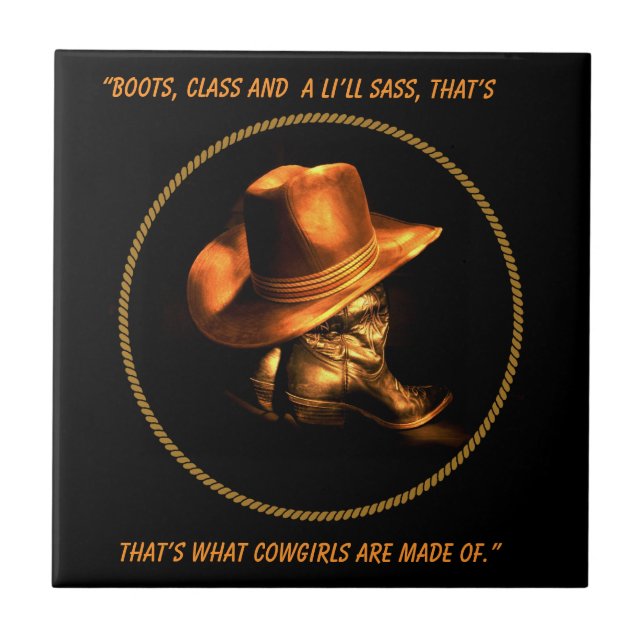 AZULEJO DE CERÂMICA  COWGIRL HAT & BOOTS       QUOTEMUG (Frente)
