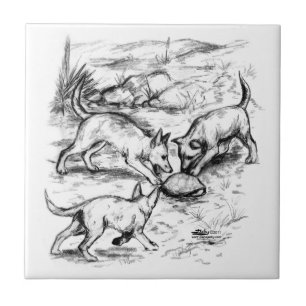 Azulejo De Cerâmica Coyote Pups
