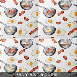 Azulejo De Cerâmica Cozinha de Comida de Bacon e Ovos