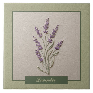 Azulejo De Cerâmica Cozinha de Erva Lavanda Roxa Relevo Falso