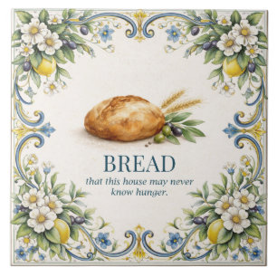 Azulejo De Cerâmica Cozinha do Pão Toscano Bênção Mediterrâneo