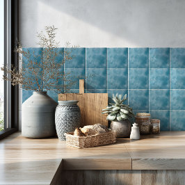 Azulejo De Cerâmica Cozinha Moderna Costeira Azul Oceano Aquarela