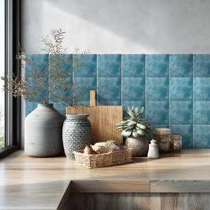 Azulejo De Cerâmica Cozinha Moderna Costeira Azul Oceano Aquarela