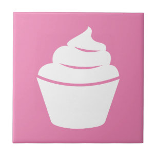 Azulejo De Cerâmica cozinha quadrada personalizada da silhueta cupcake