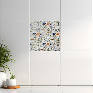 Azulejo De Cerâmica Cozinha Rústica Pintada à Mão no Campo