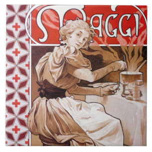 Azulejo De Cerâmica Cozinhar De Mulher, Alphonse Mucha