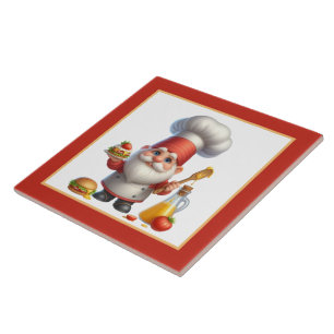 Azulejo De Cerâmica Cozinheiro de cozinheira bonito ama gnomo de cozin