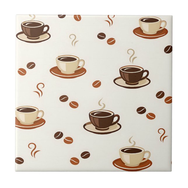 Azulejo De Cerâmica Cozy Coffee Cups Seamless Pattern (Frente)