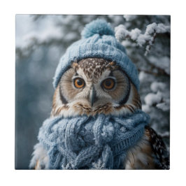 Azulejo De Cerâmica Cozy Whimsical Winter Wonderland Owl