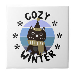 Azulejo De Cerâmica Cozy Winter, Coruja Bonita