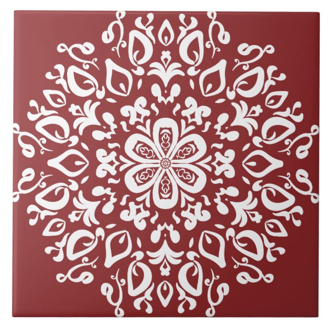 Azulejo De Cerâmica Cranberry Mandala (Frente)