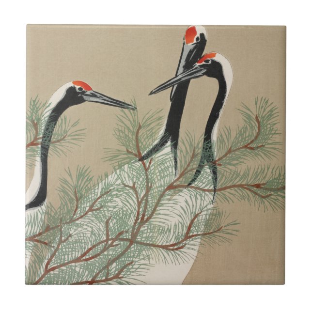 Azulejo De Cerâmica Cranes Kamisaka Sekka japan painting art canvas cc (Frente)