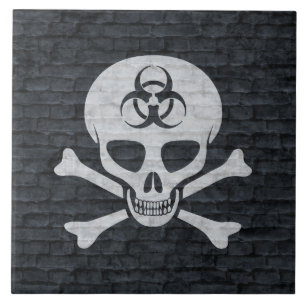 Azulejo De Cerâmica Crânio afligido do Biohazard