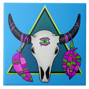 Azulejo De Cerâmica Crânio animal tribal