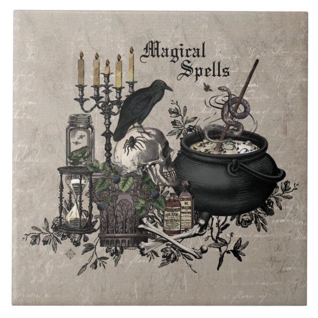 Azulejo De Cerâmica Crânio de Halloween moderno (Frente)