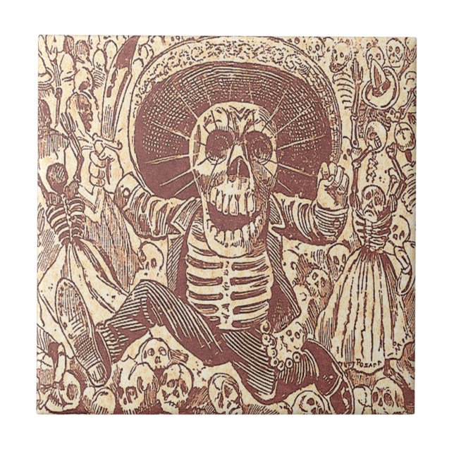 Azulejo De Cerâmica Crânio de Oaxaca, La Calavera Oaxaqueña (Frente)