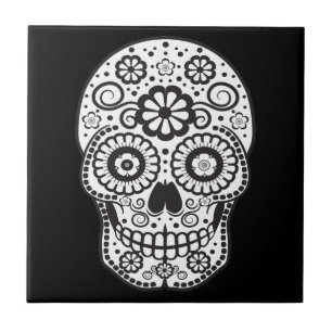 Azulejo De Cerâmica Crânio de sorriso do açúcar