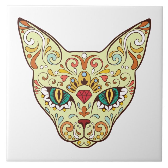 Azulejo De Cerâmica Crânio do açúcar (Frente)