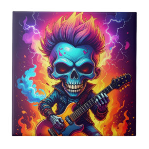 Azulejo De Cerâmica Crânio do Punk Rock