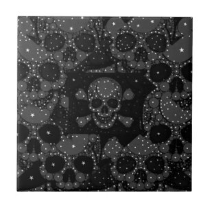Azulejo De Cerâmica Crânio e crossbones de Bling
