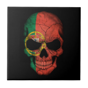 Azulejo De Cerâmica Crânio português customizável da bandeira
