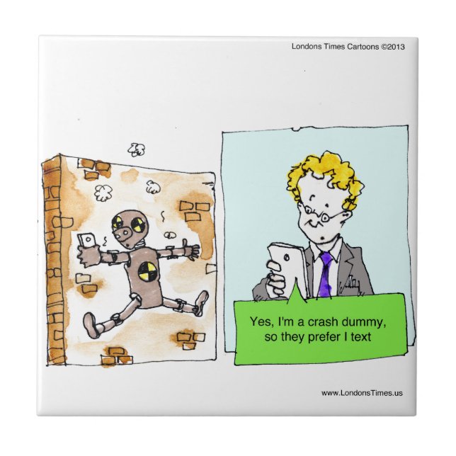 Azulejo De Cerâmica Crash Text Dummy Engraçado (Frente)