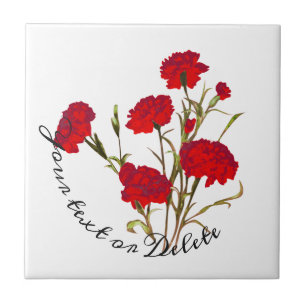 Azulejo De Cerâmica Cravo Vermelho Floral Elegante Personalizável