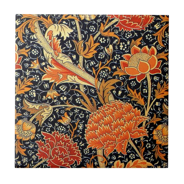 Azulejo De Cerâmica Cray por William Morris (Frente)