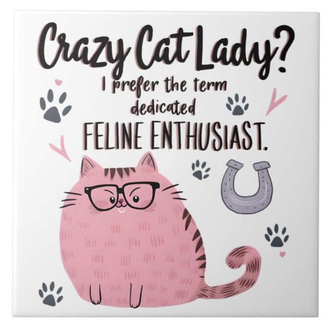 Azulejo De Cerâmica Crazy Cat Lady? Funny Cat Lover Gift  (Frente)