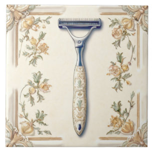 Azulejo De Cerâmica Cream & Coral, Barras Neves Shaver Engraçado Banhe