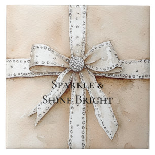 Azulejo De Cerâmica Cream White Silver Glitzy Glam Arco Aniversário