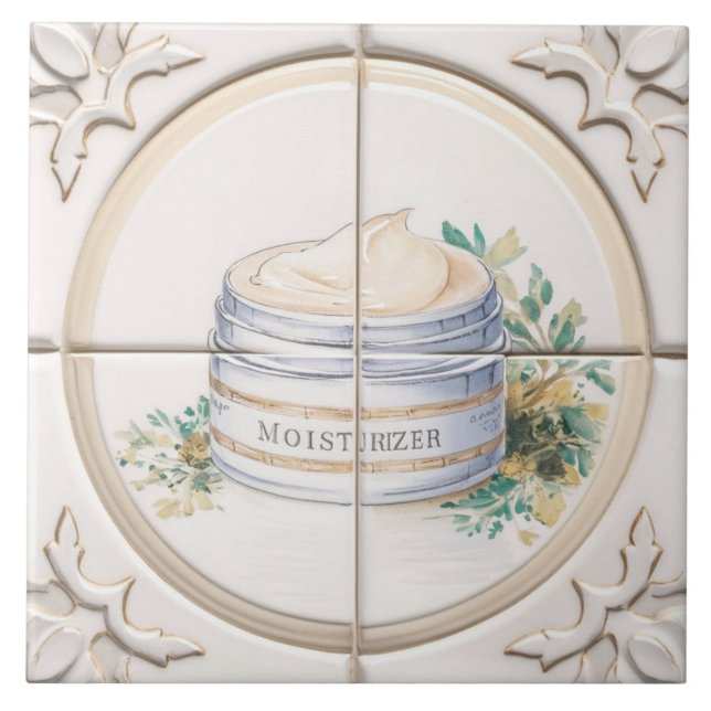 Azulejo De Cerâmica Creme e White Moisturizer Tub Art Funny Bathroom (Frente)