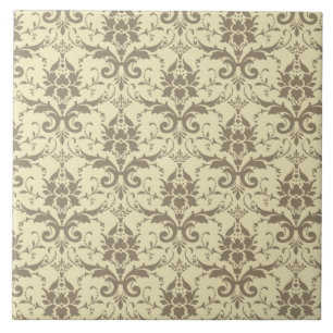 Azulejo De Cerâmica Creme Elegante e Tan Damask