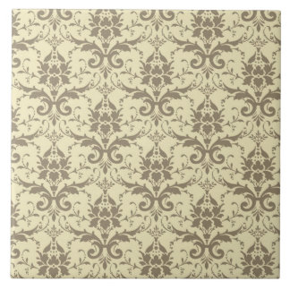 Azulejo De Cerâmica Creme Elegante e Tan Damask