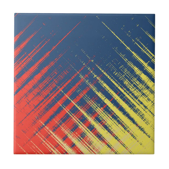 Azulejo De Cerâmica Creme Vermelho Amarelo Azul (Frente)