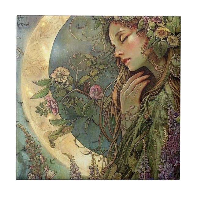 Azulejo de cerâmica Crescent Moon Ostara (Frente)